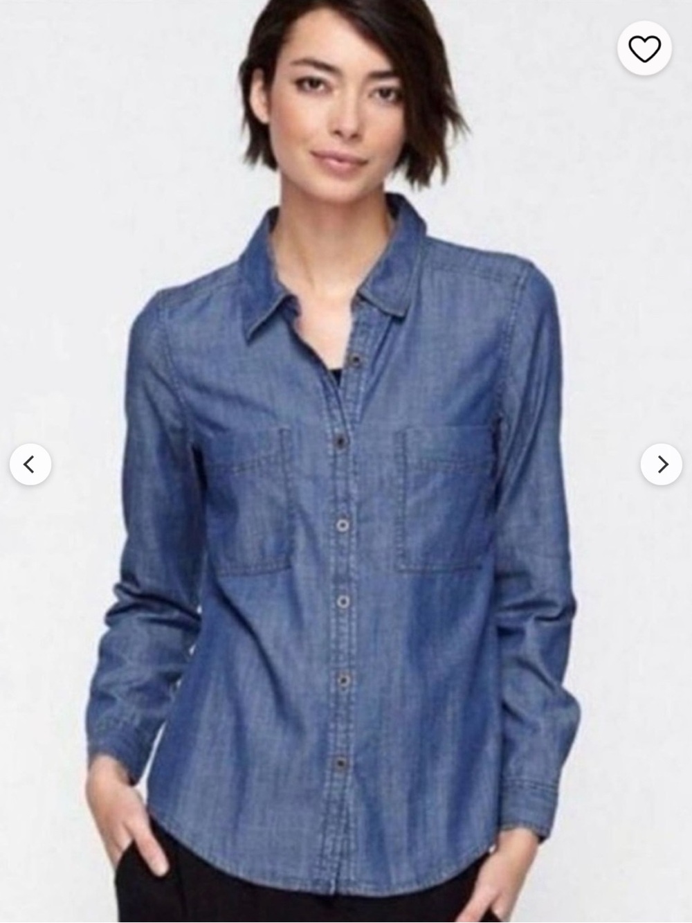 Eileen Fisher Chambray Blue Button-Up Shirt XL